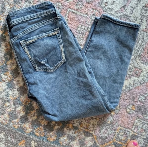 Silver Jeans Blue Cropped Ankle Denim Elyse Medium Wash Crop Size 27 Stretchy - Picture 8 of 9